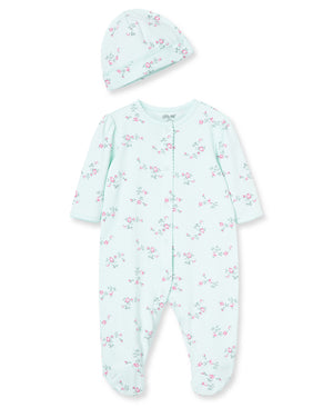 Little Me - Floral Spray Footie and Hat Set