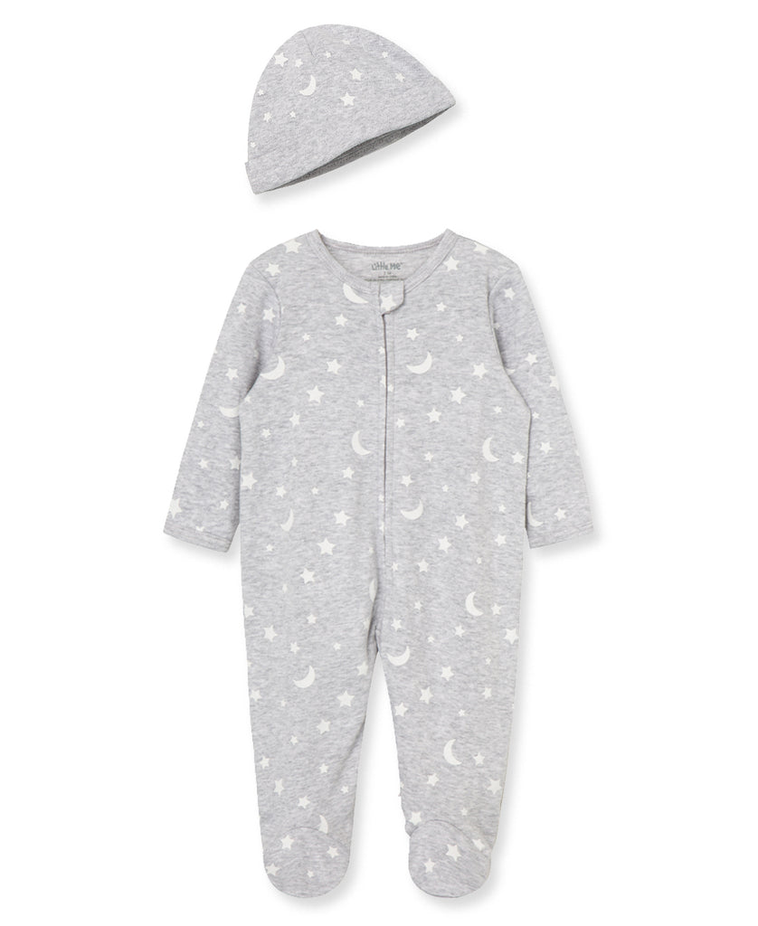 Little Me - Moon and Stars Footie and Hat