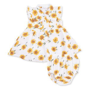 Angel Dear -Western Pearl Snap Dress & Bloomer-Baby Sunflower