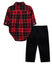Little Me-Plaid Pant Set-Red