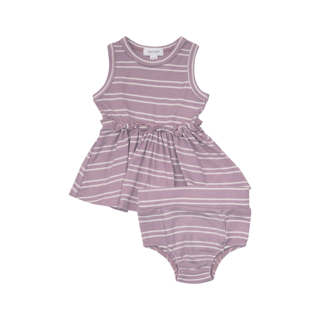 Angel Dear - Tank Dress & High Waisted Bloomers-Lilac Rib Stripe