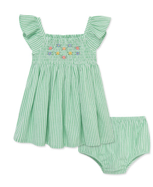 Little Me-Green Embroidered Sundress w/ Panty