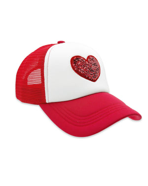 Feather 4 Arrow-Sequin Heart Trucker Hat