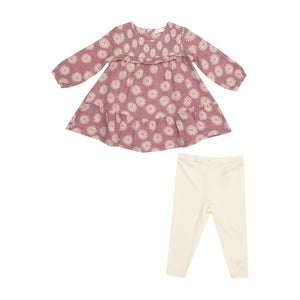 Angel Dear -Smocked Ruffle Dress and Ribbed Leggings-Daisy Dynamo