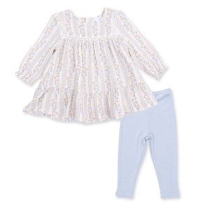 Angel Dear-Puffed Long Sleeve Tiered Dress And Leggings-Catarina Floral