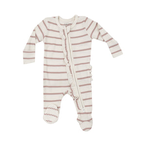 Angel Dear -2 Way Zipper Footie-Misty Rose Ribbed Stripe