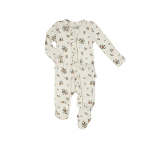 Angel Dear -2 Way Ruffle Back Zipper Footie-Mocha Rose Ditsy