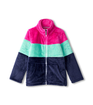 Hatley - Colourblock Stripes Fuzzy Fleece Zip Up