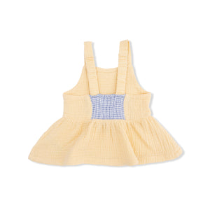 Angel Dear -Peplum Tank With Wide Leg Pant-Micro Gingham Blue Blizzard