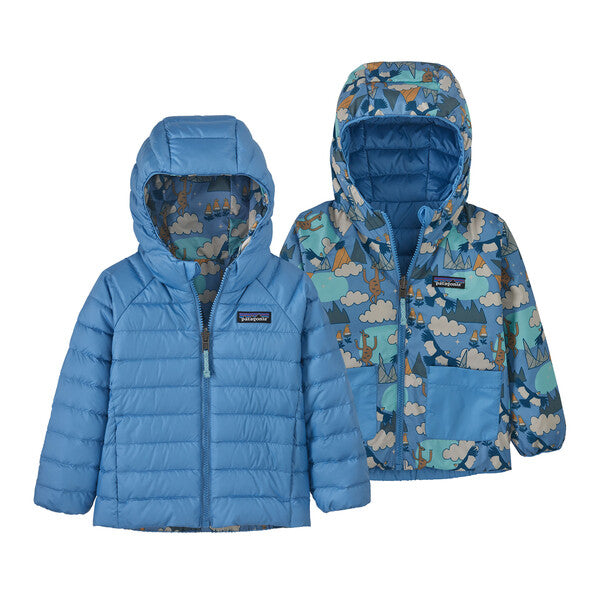 Patagonia - Baby Reversible Down Sweater Hoody-Andean Song: Blue Bird