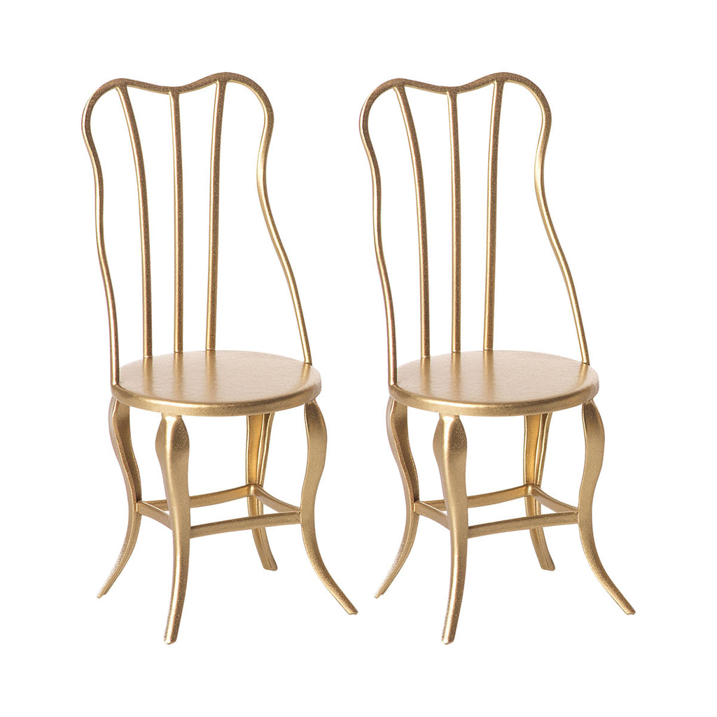 Maileg - Vintage chair, Micro - Gold, 2 pack
