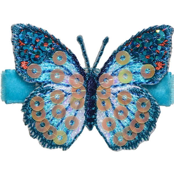 No Slippy Hair Clippy - Blake  Turquoise Glitter Butterfly Pinch Clip