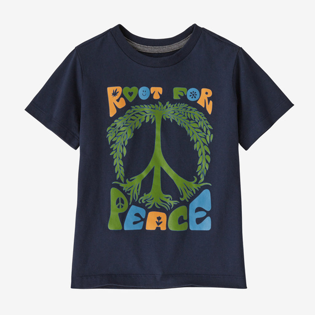 Patagonia - Baby Organic Certified Cotton T-Shirt - Root for Peace: New Navy