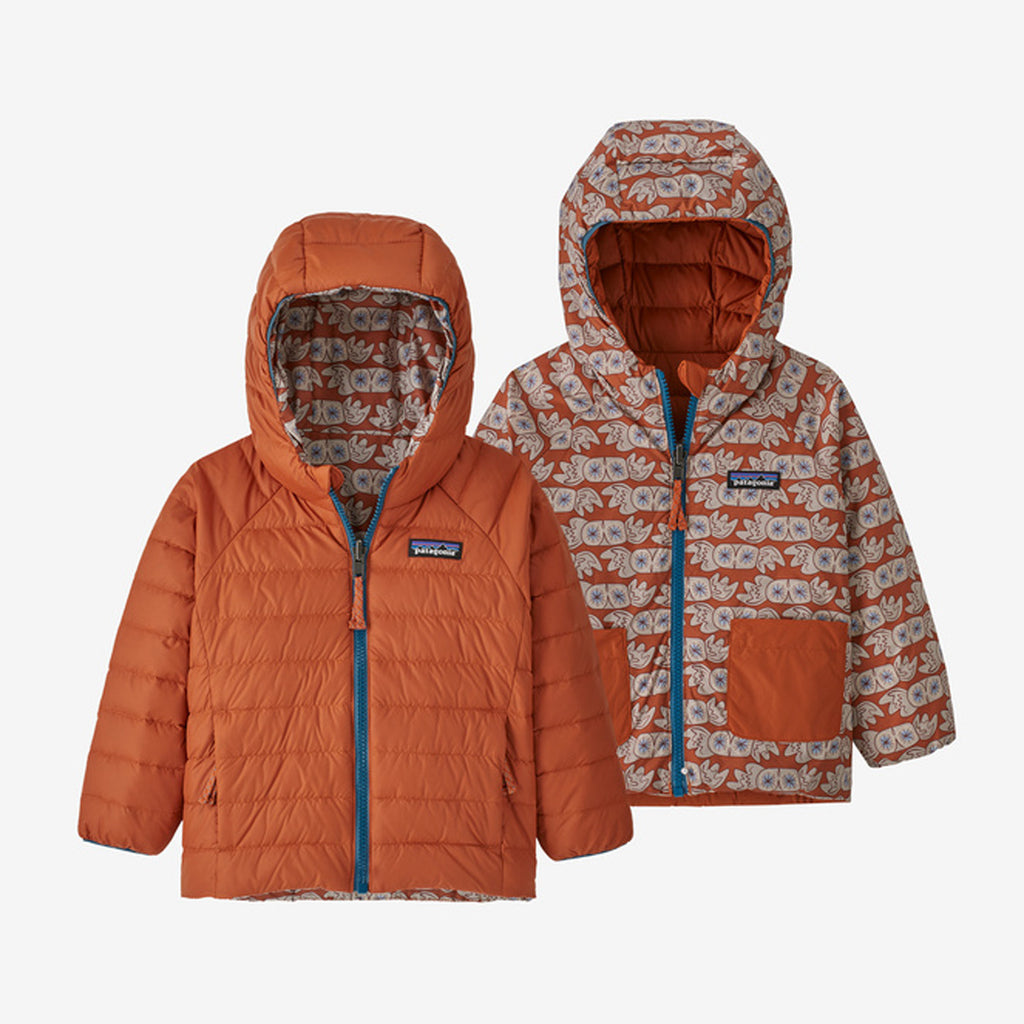 Patagonia - Baby Reversible Down Sweater Hoody - Owl See You Later: Sandhill Rust