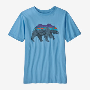 Patagonia - Boys' Organic Cotton Graphic T-Shirt - Back for Good Bear: Lago Blue