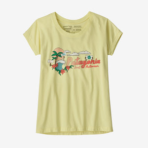 Patagonia - Girls' Organic Cotton Graphic T-Shirt - Palm Protest Jr: Isla Yellow