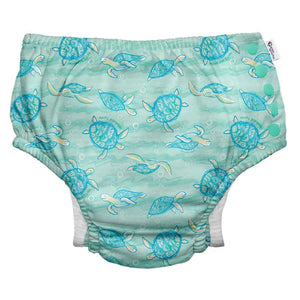 Green Sprouts - Eco Snap Swim Diaper with Gussets - Seafoam Hawksbill Turtle