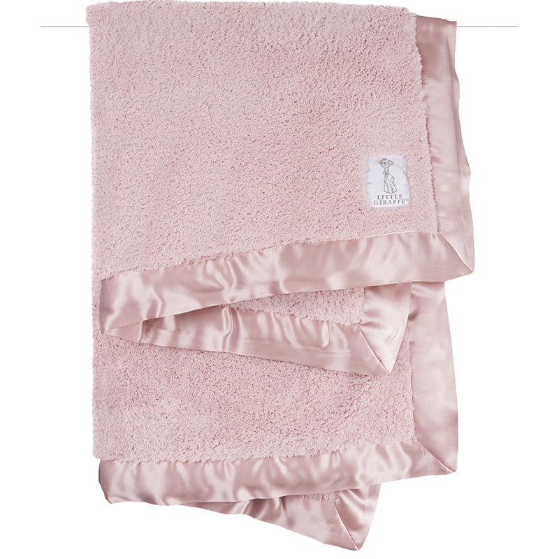 Little Giraffe - Chenille Baby Blanket - Dusty Pink