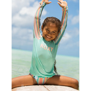Roxy - Girl's 2-7 Girls Happiness Long Sleeve UPF 50 Rashguard Set - Latigo Bay Beachy Stripe