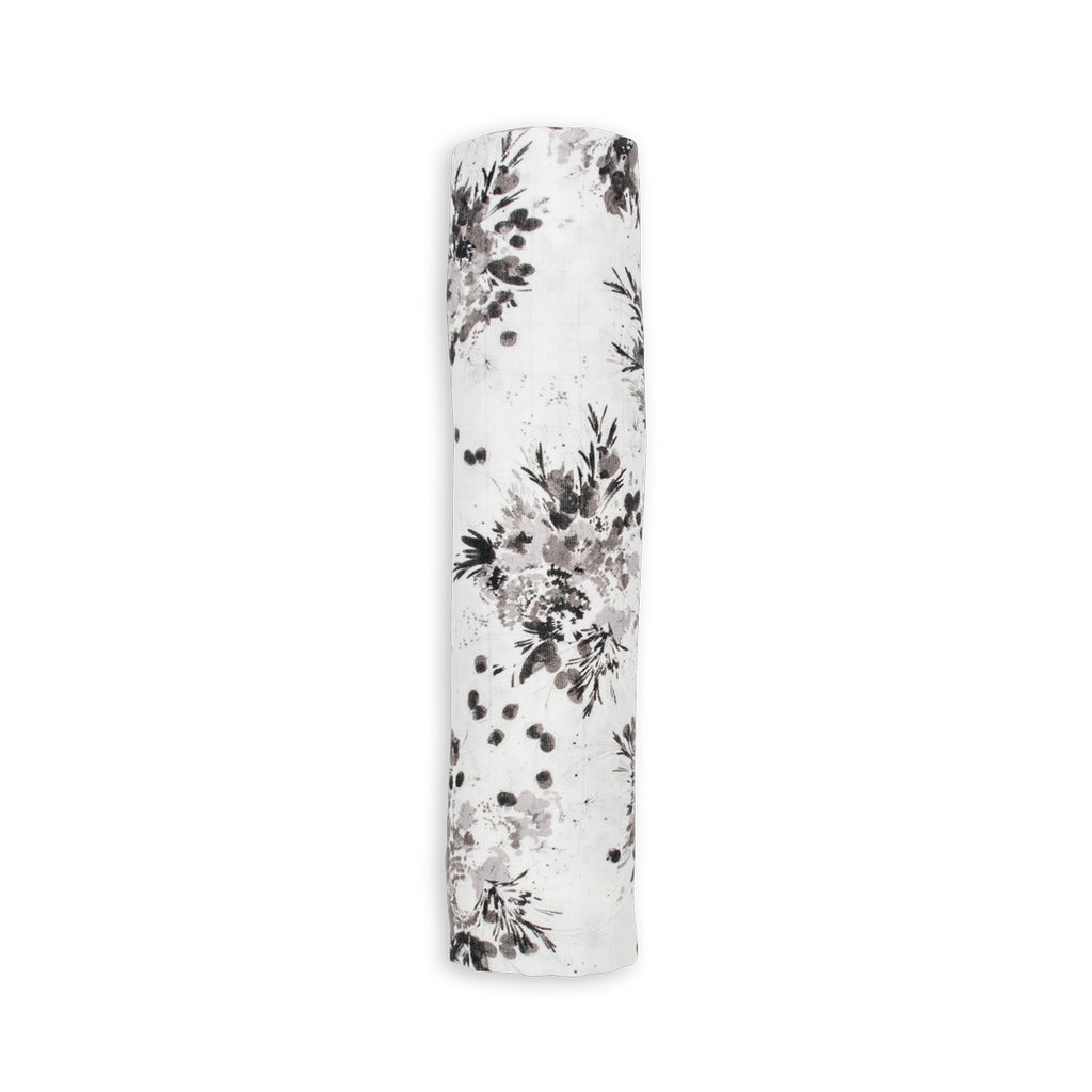 Lulujo - Black Floral Bamboo Swaddle