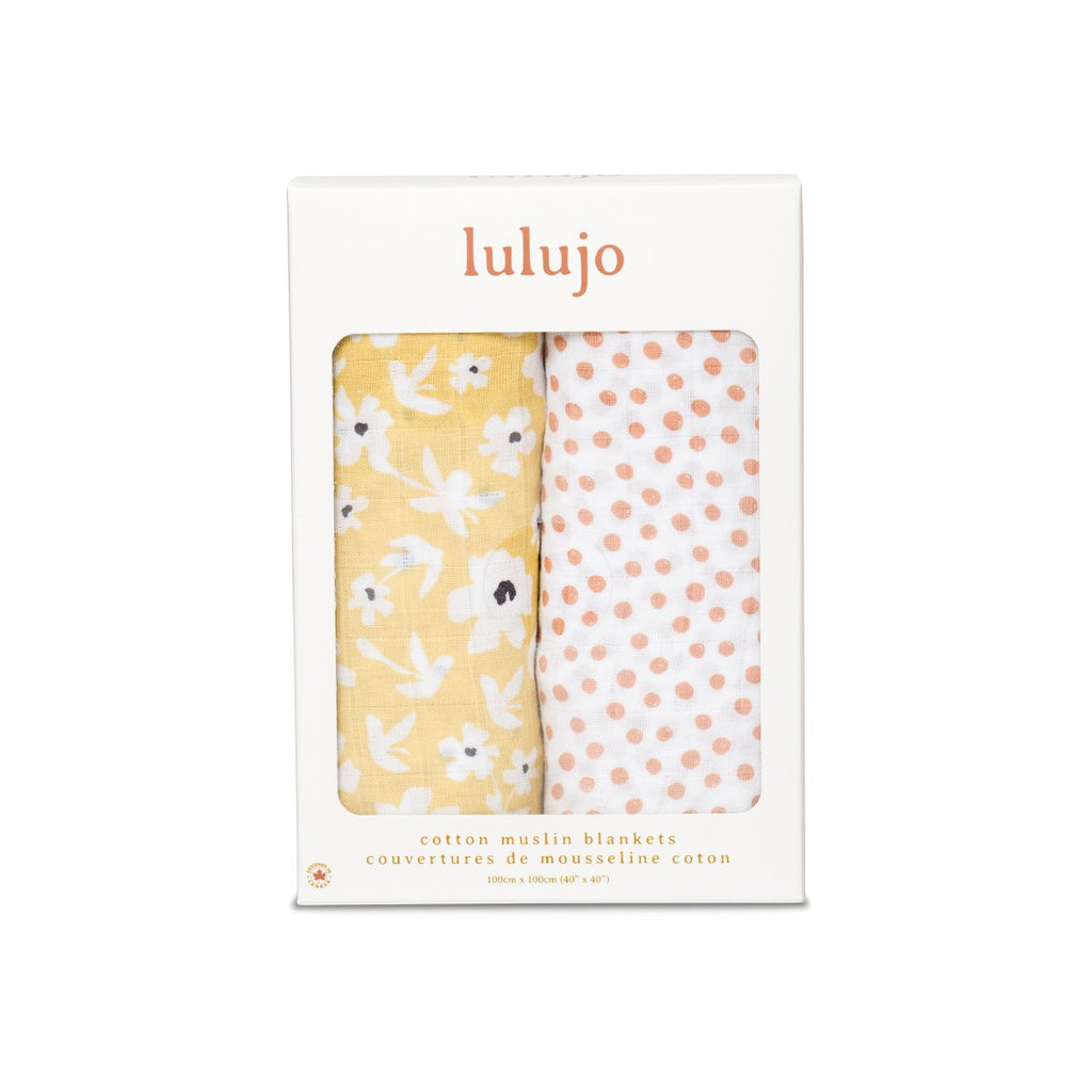 Lulujo - Vintage Floral and Dragonfly Cotton Muslin Swaddles