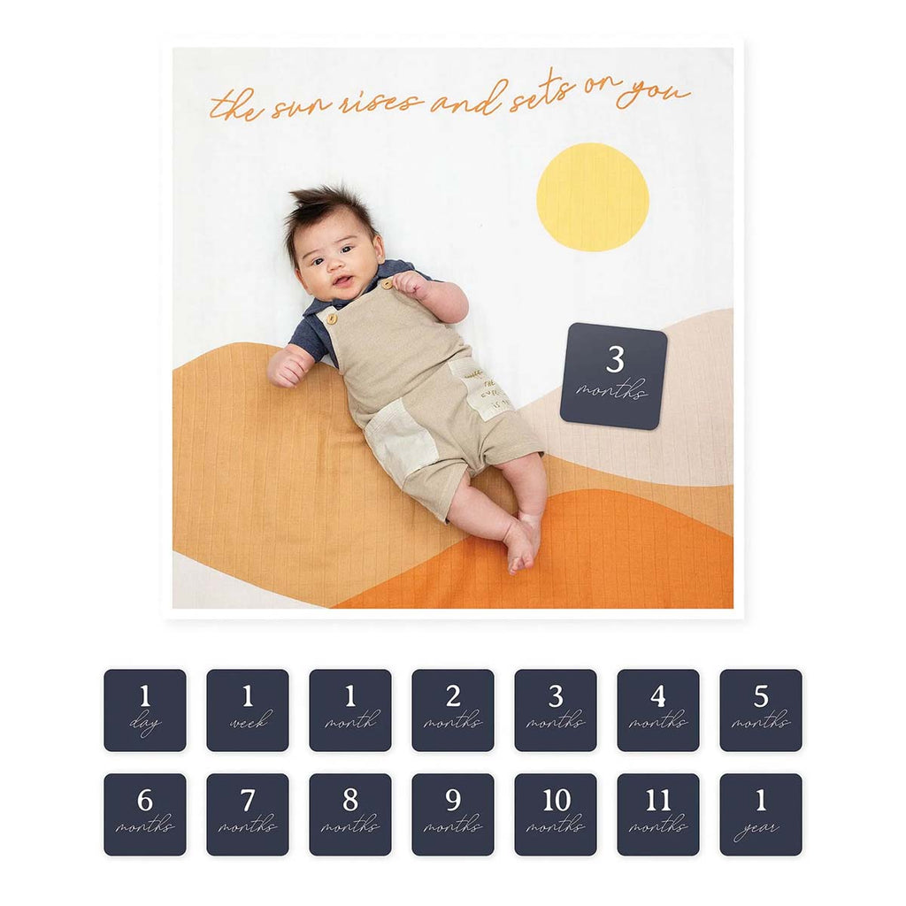 Lulujo - Sunrise Baby’s First Year Milestone Blanket Set