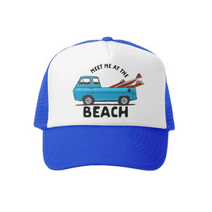 Grom Squad - Meet Me at the Beach Trucker Hat - Royal/White