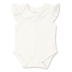 Kissy Love - Flutter Sleeve Bodysuit - Cream