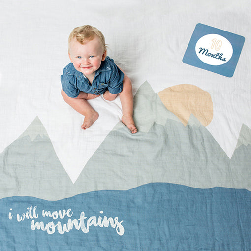 Lulujo - I Will Move Mountains Baby’s First Year Milestone Blanket Set