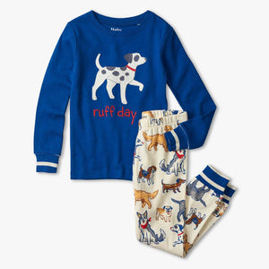Hatley - Blue Pups Organic Cotton Appliqué Pajama Set