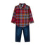 Little Me - Burgundy Plaid Woven Pant Set